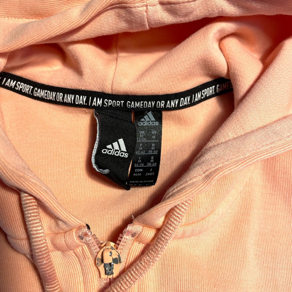 Adidas over sized, cropped, zipper, hooded sweatshirt. Medium - Picture 5 of 13